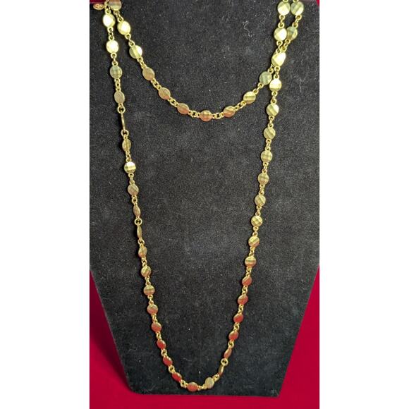 Premier Designs Gold Tone Faceted Disc Bead Chain Necklace Long Layering 36 In - Picture 1 of 6